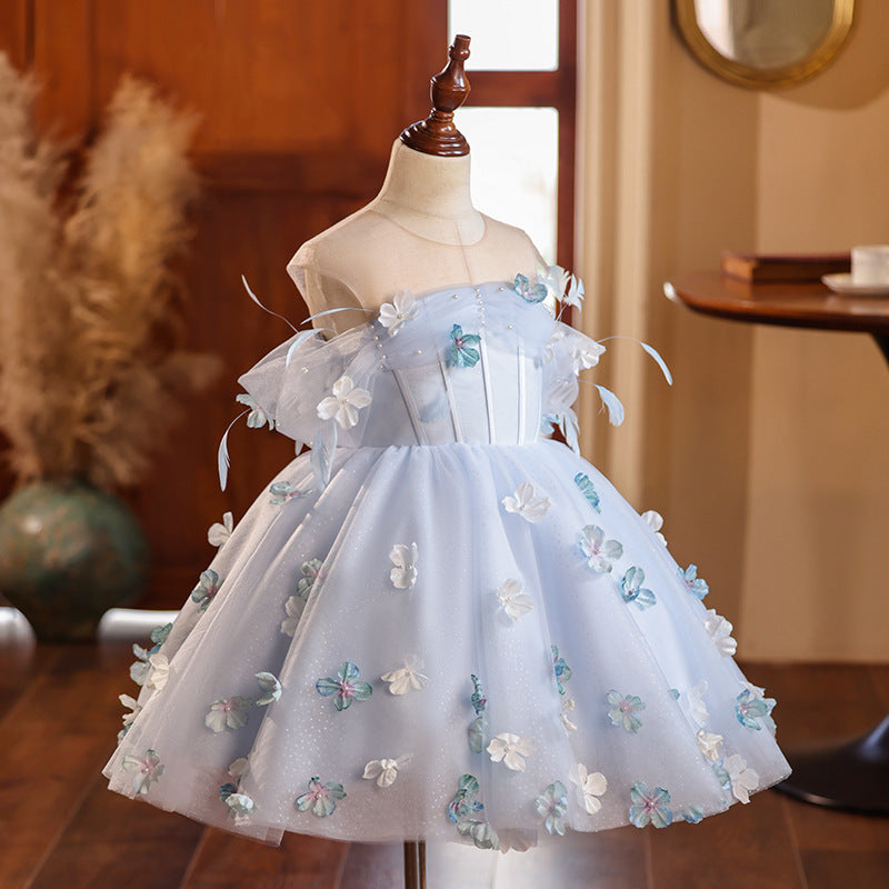 Girls' Dress Flower Girl Wedding Girl Flower Fairy Princess Dress Children's Hostess Show Piano Performance Dress