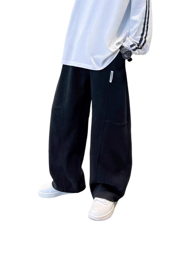 Boys' Fashionable Sports Sweatpants New Style for Older Children, Loose Straight-Leg Drape Wide-Leg Pants, Children's Cross-Border Pants for Autumn