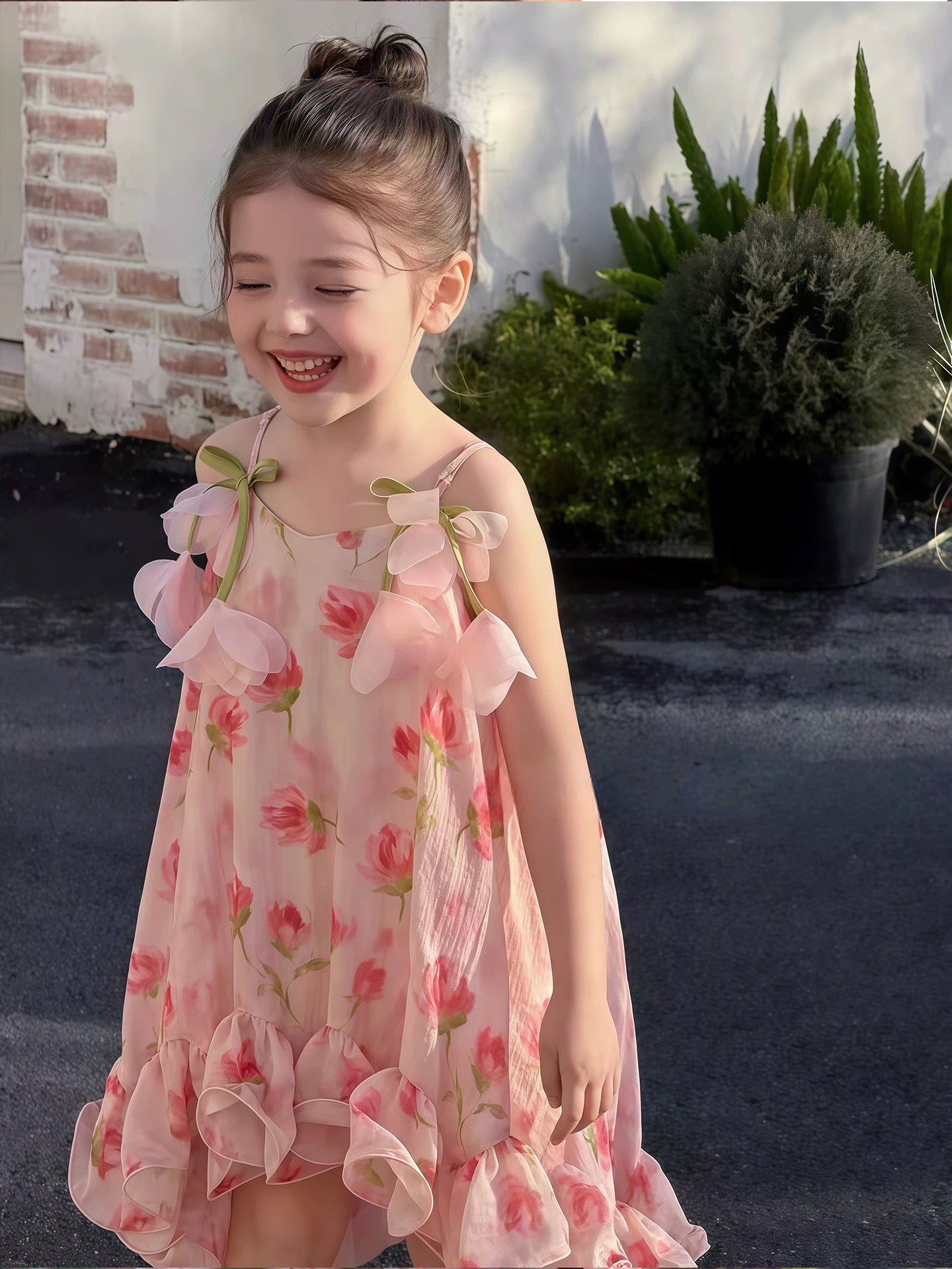 Foreign Trade Style Girls' Dress, New Summer Model, Children's Princess Dress, Stylish Girl's Dress, Girls' Floral Dress