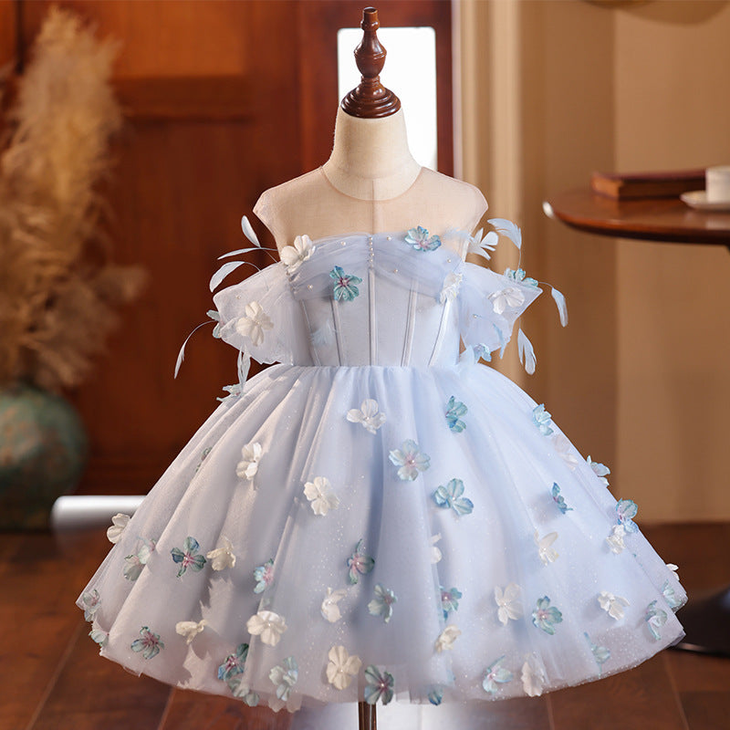 Girls' Dress Flower Girl Wedding Girl Flower Fairy Princess Dress Children's Hostess Show Piano Performance Dress