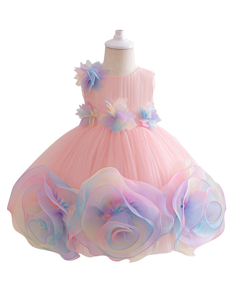 Enchanted Floral Bloom Princess Gown - Whimsical Lolita-Inspired Wedding & Party Dress for Girls