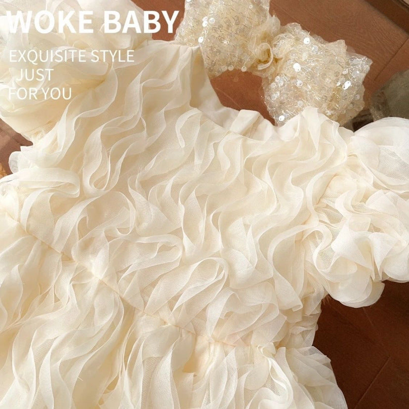 Foreign Trade Girls' Dresses, Summer Wear, 2026 New Stylish Children's Formal Dresses, Little Girls' Puff Sleeve Princess Dresses