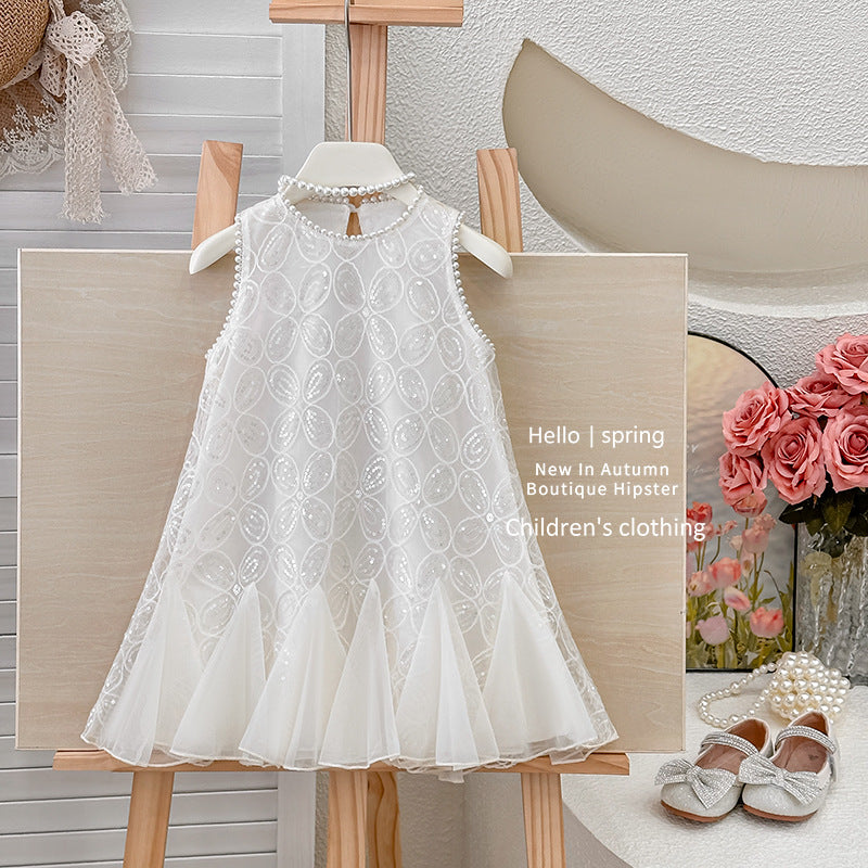 Disney-Inspired Girls' 2025 Summer Princess Fishtail Mesh Cheongsam Birthday Dress