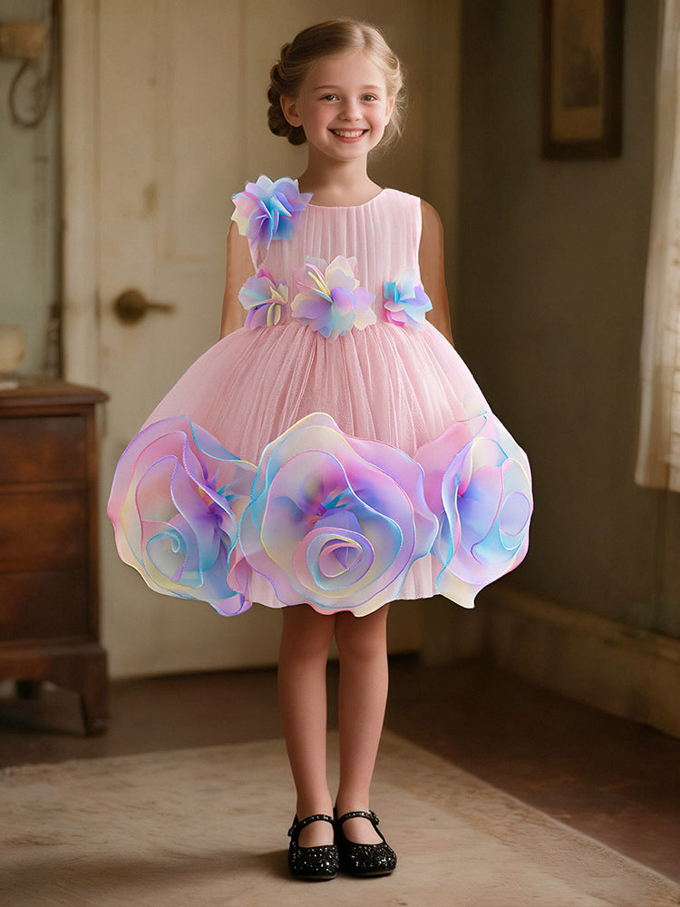 Enchanted Floral Bloom Princess Gown - Whimsical Lolita-Inspired Wedding & Party Dress for Girls