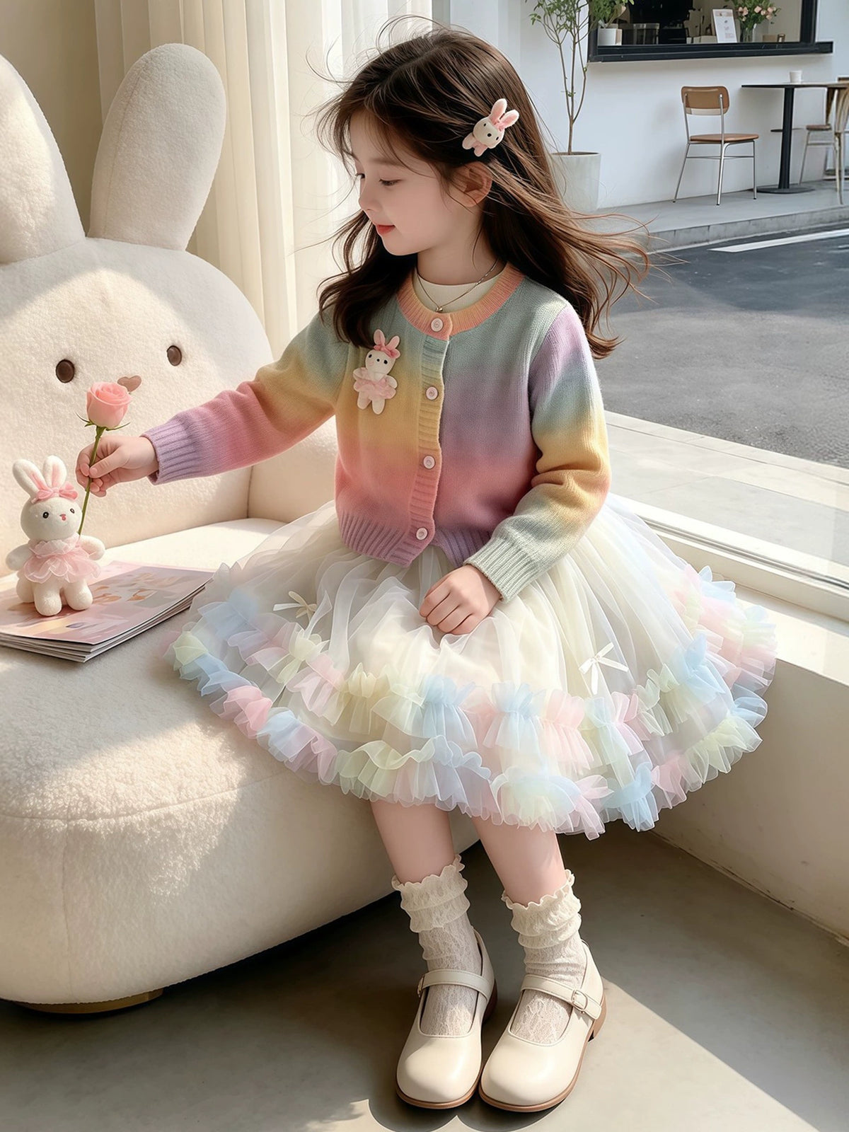 Children's Spring and Autumn New Fashionable Sweet and Cute 2026 Girls' Knitted Cardigan Sweater Dress Baby Girl Autumn Outfit