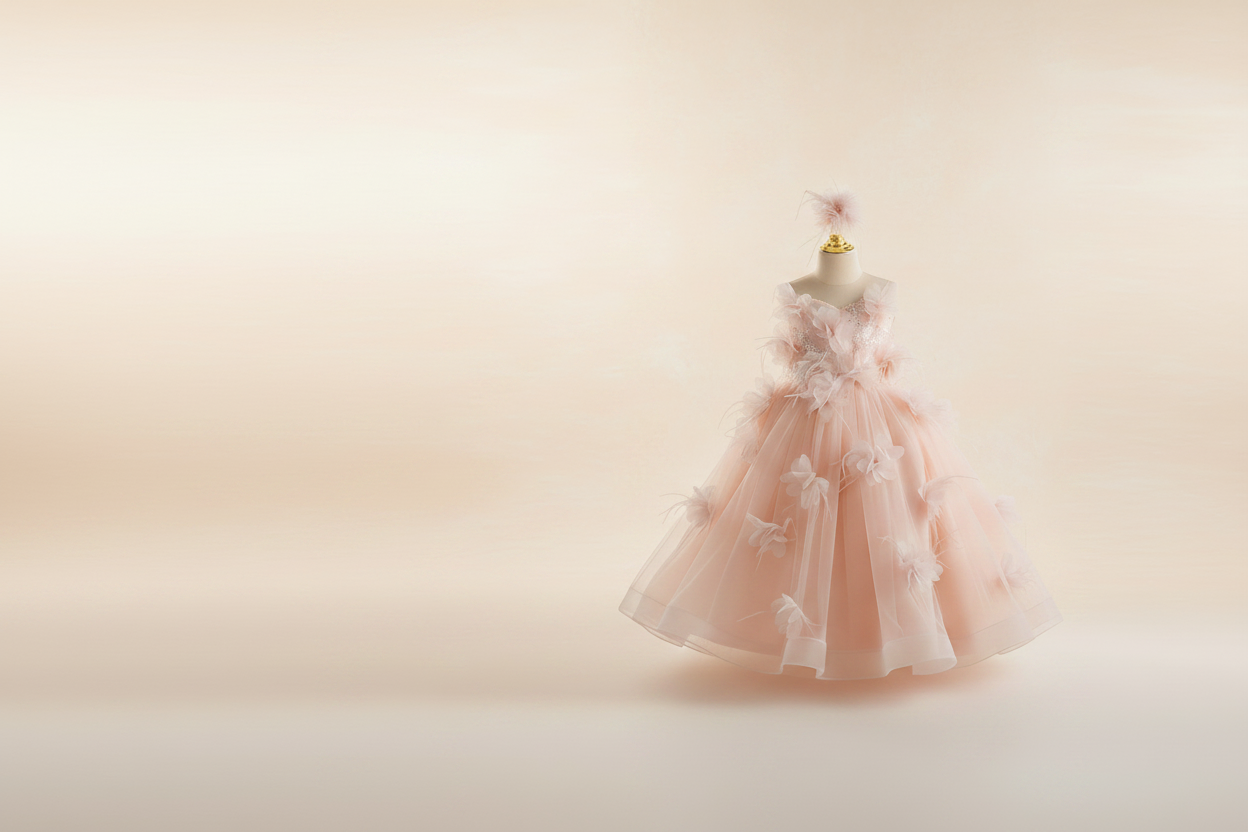Girls' Pink Pleated Princess Dress — Birthday, Evening, Piano Performance & Special Occasions | Sizes 100–160cm