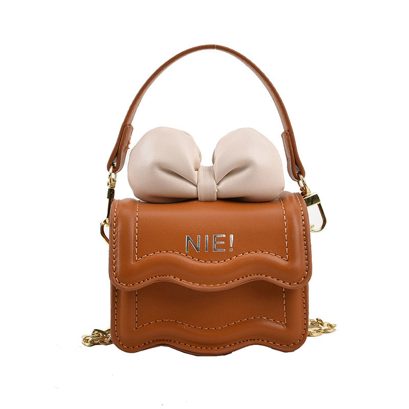 Autumn New Korean Version Mini Shoulder Bag for Children and Girls Bow Chain Crossbody Small Bag Family Bag Women's Bag