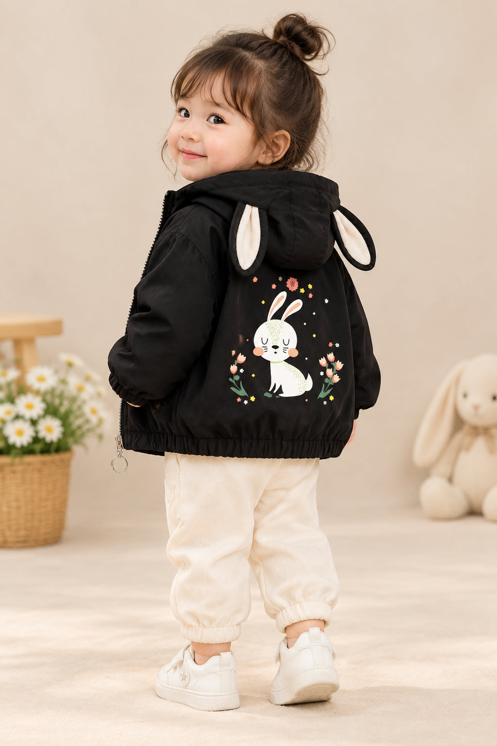 2023 Autumn New girls' coat children's windbreaker jacket baby girls' casual cardigan girls' hooded top