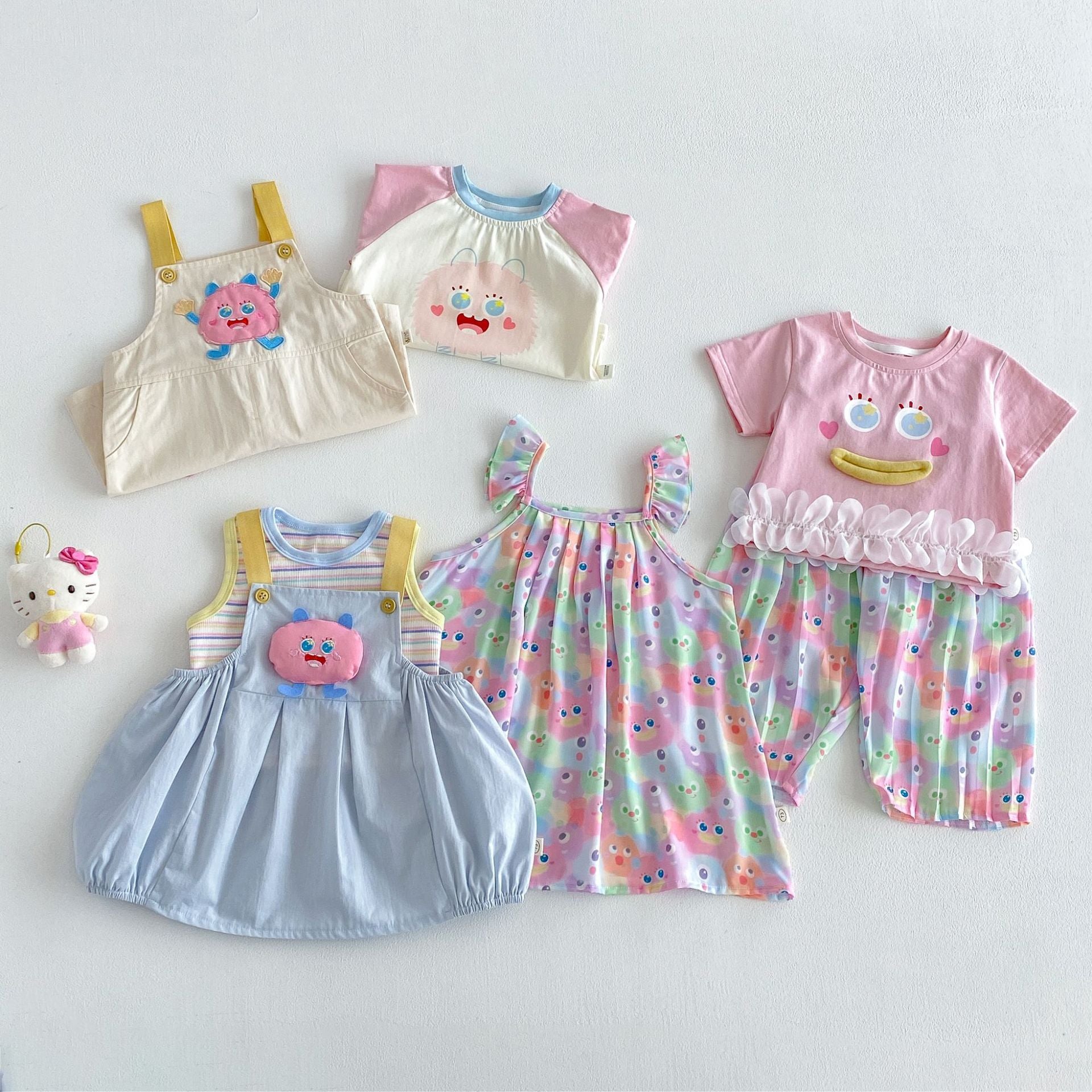 Girls' Super Cute Suspender Dress 2026 New Summer Korean Style Full-Print Little Monster Dress Children's Thin Dress