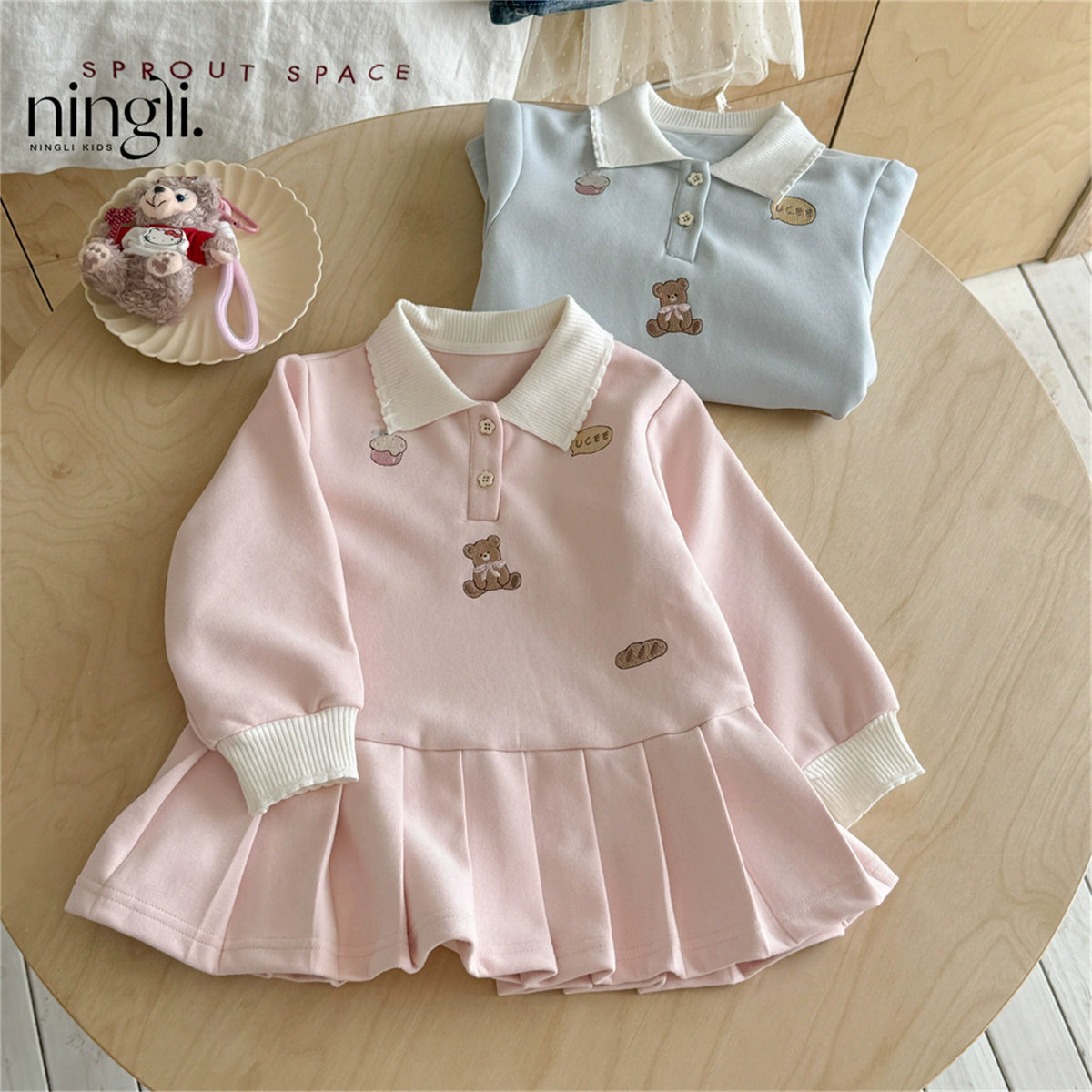 Ningli Girls' Dress Autumn New Stylish Baby Girl Princess Dress Preppy Style Kidsren's Polo Dress Spring and Autum