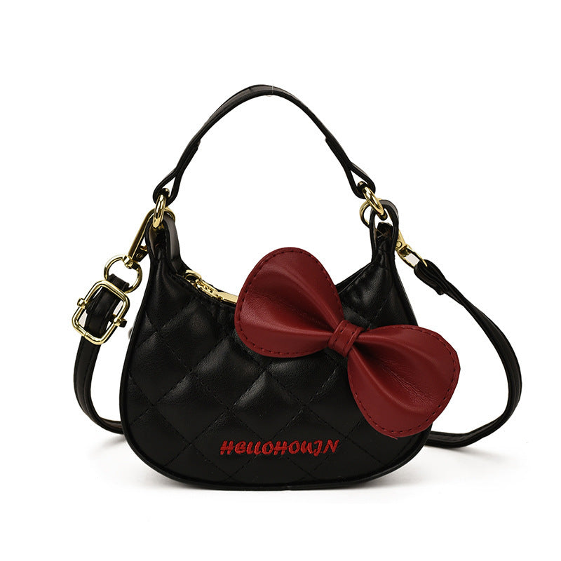 Autumn and Winter New Style Girls' Small Fragrant Cat Bow Handbag Fashionable Family Mini Crossbody Shoulder Bag