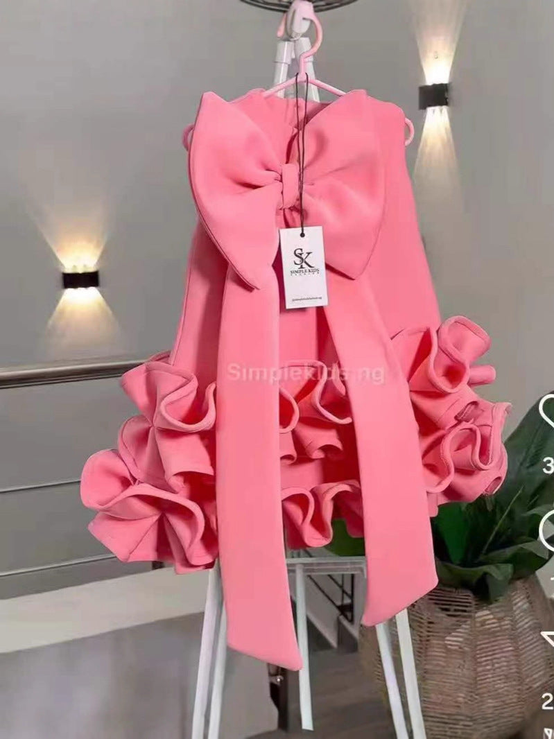 Enchanted Disney-Inspired Princess Birthday Dress for Girls - Elegant Bow Detail