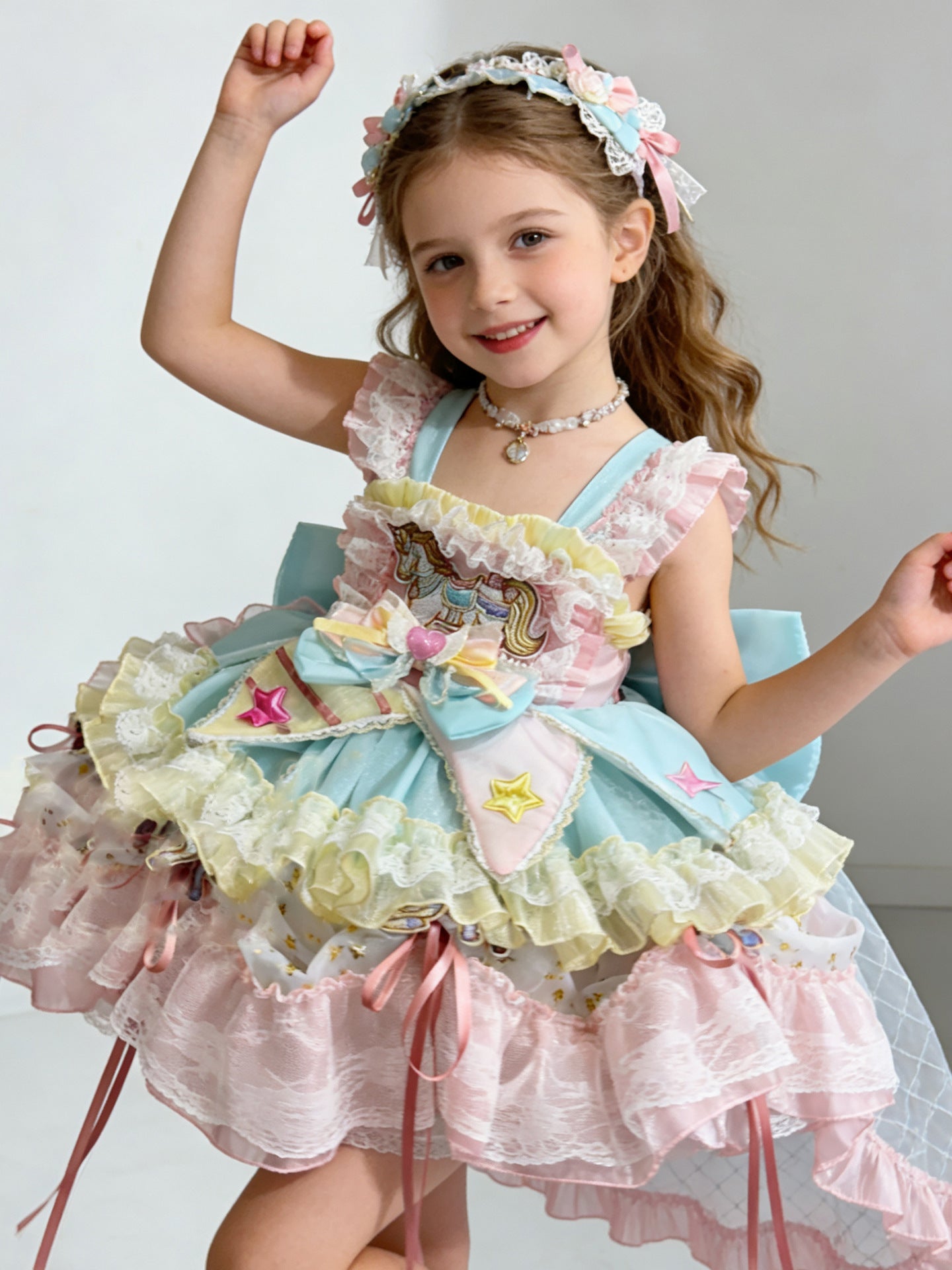 Carousel Princess Dress 2026 New Product Girls Birthday Party Flower Girl Dress Lolita Sweet Baby Puff Dress