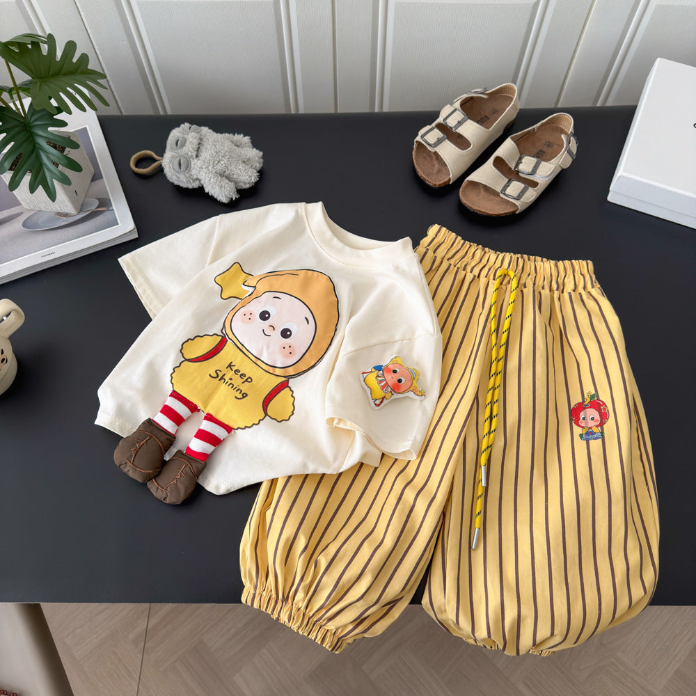 2026 Summer Children's Loose Short-Sleeve Star Print Fashionable Casual Set