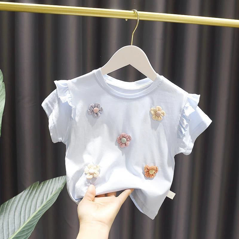 Girls' Short-Sleeved T-Shirt 2026 New Thin Style Kidsren's Summer Clothing Baby Summer Tops Infant Kidsren's Half-Sleeved Tops