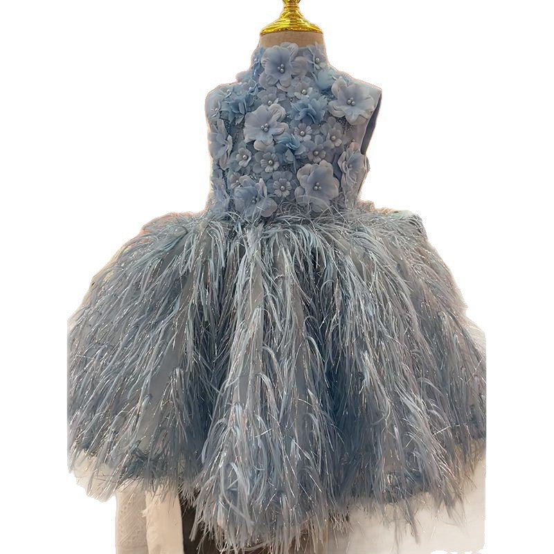 Girls' Dress Stage Hepburn Style 2026 New Princess Dress Piano Performance Outfit Host Light Luxury Runway Show