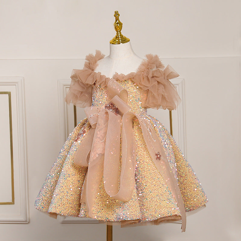 Children's Dress, Banquet Princess Dress, Girl's Catwalk Model, Stylish High-End Wedding Flower Girl Host Performance Costume