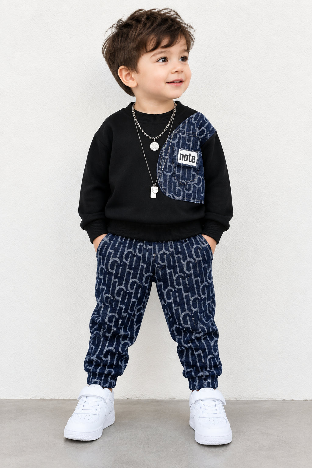 Children's Clothing Boys' Suits Autumn Outfit for Young Children Long-Sleeved Fake Two-Piece Sweatshirt Casual Pants Children's Sportswear Two-Piece Set Trendy