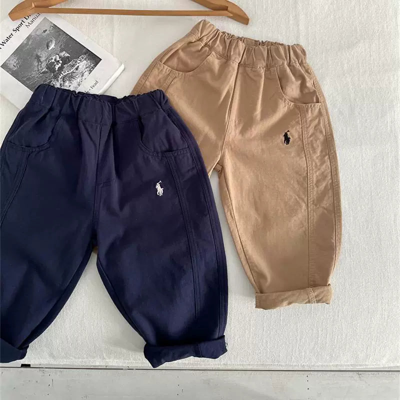 Children's Autumn Casual Pants for Boys 2026 New Style Long Pants for Toddlers Stylish Solid Color Straight Pants for Girls Pure Cotton
