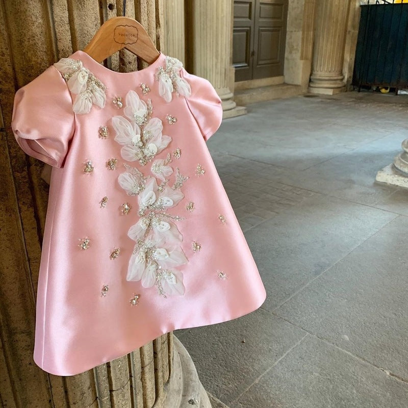 Children's Dress Flower Girl Wedding Girl's Dress One Year Old Birthday Party Evening Dress Stylish Princess One Year Old Dress