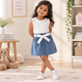 Ribbed Tank Top and Denim Skirt Set