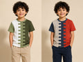 Boys Color Block Cable Knit Panel T-Shirt