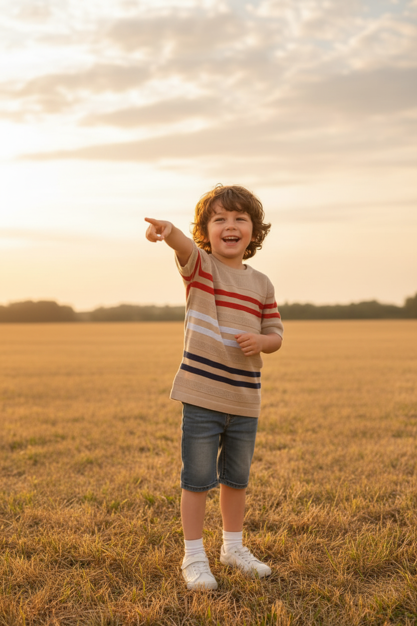 Boy 2 - Beige Red Stripes