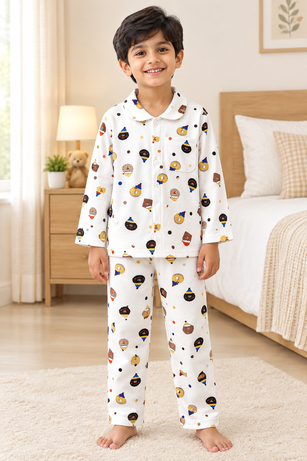 Kids Winter Pyjama Set – Collared Top & Pants