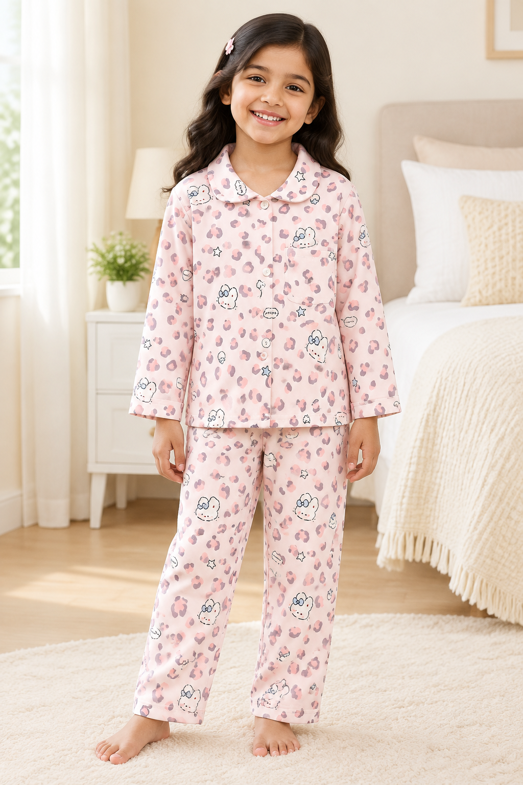 Kids Winter Pyjama Set – Collared Top & Pants