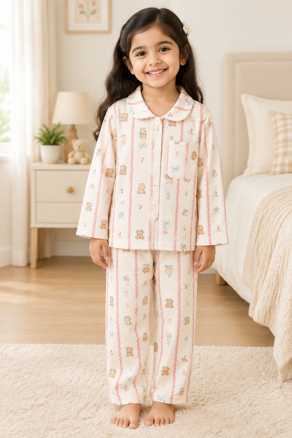 Kids Winter Pyjama Set – Collared Top & Pants