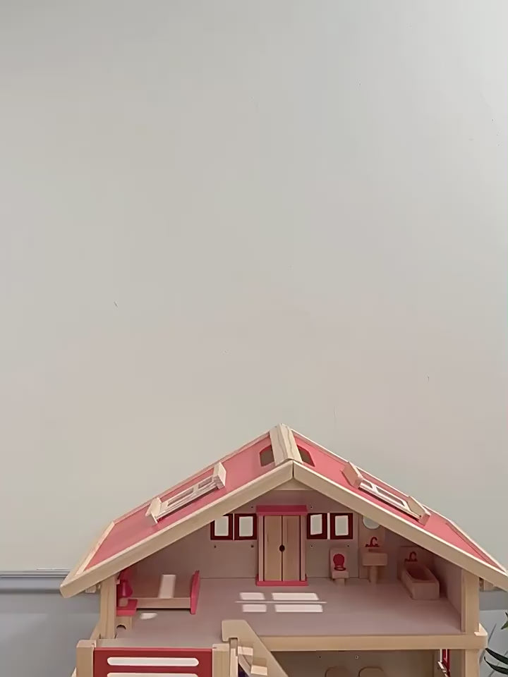 Children's Play House Kitchen Toy House Doll House Artificial House Castle House Wooden Birthday Gift for Boys and Girls