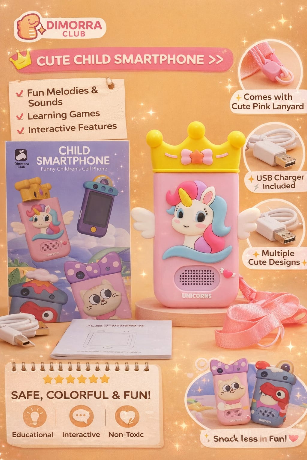 Interactive Kids Phone with Camera | STEM Learning Toy Ages 3-8