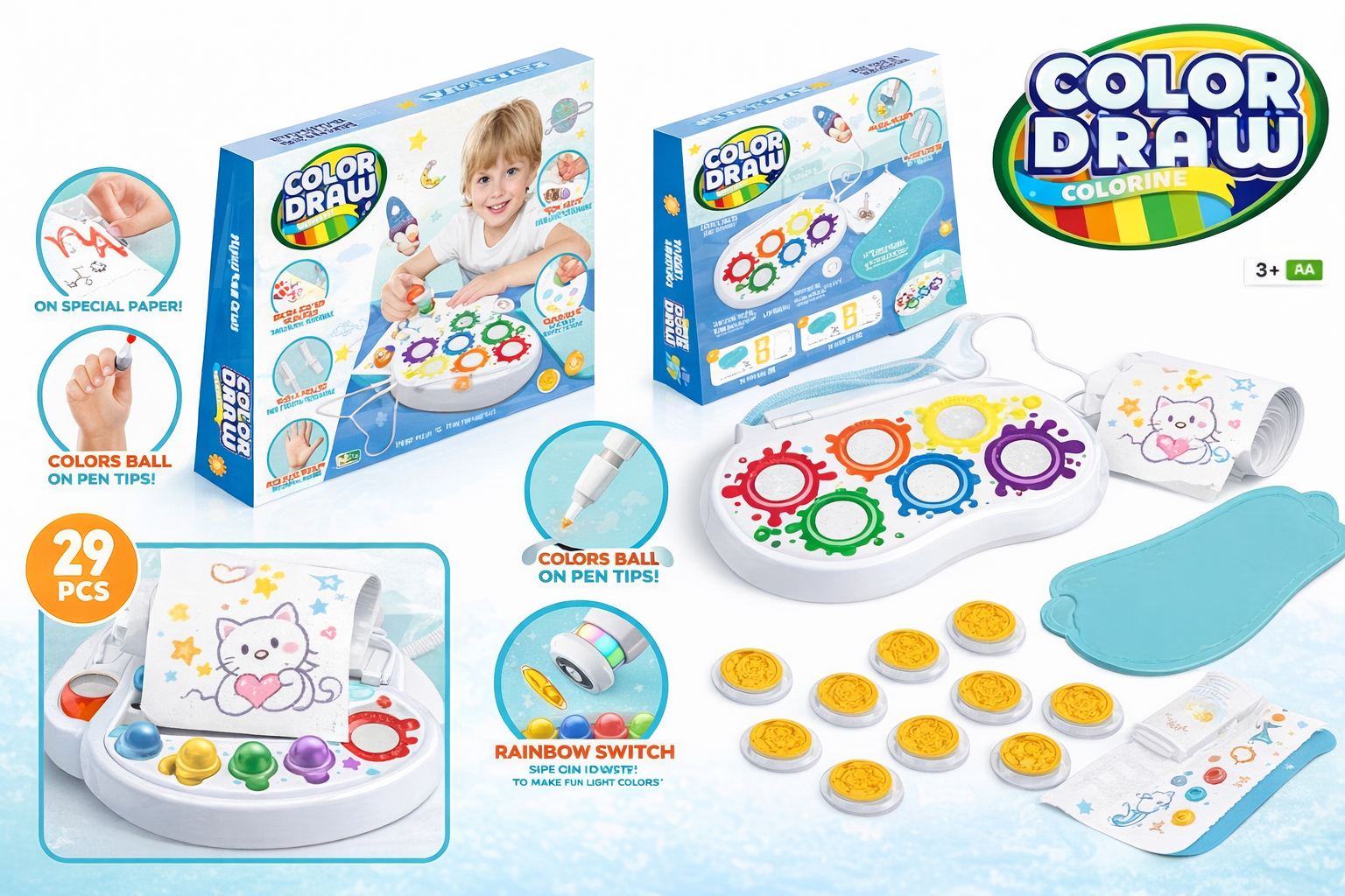 Color Draw Gear Painting & Drawing Kit for Kids – Creative Art & Craft Toy with Gears and Paints