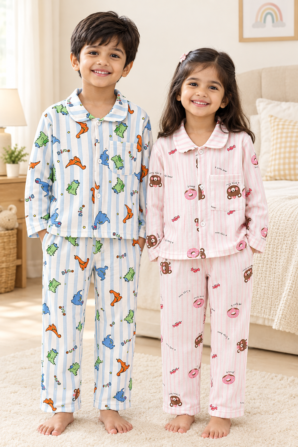 Kids Winter Pyjama Set – Collared Top & Pants