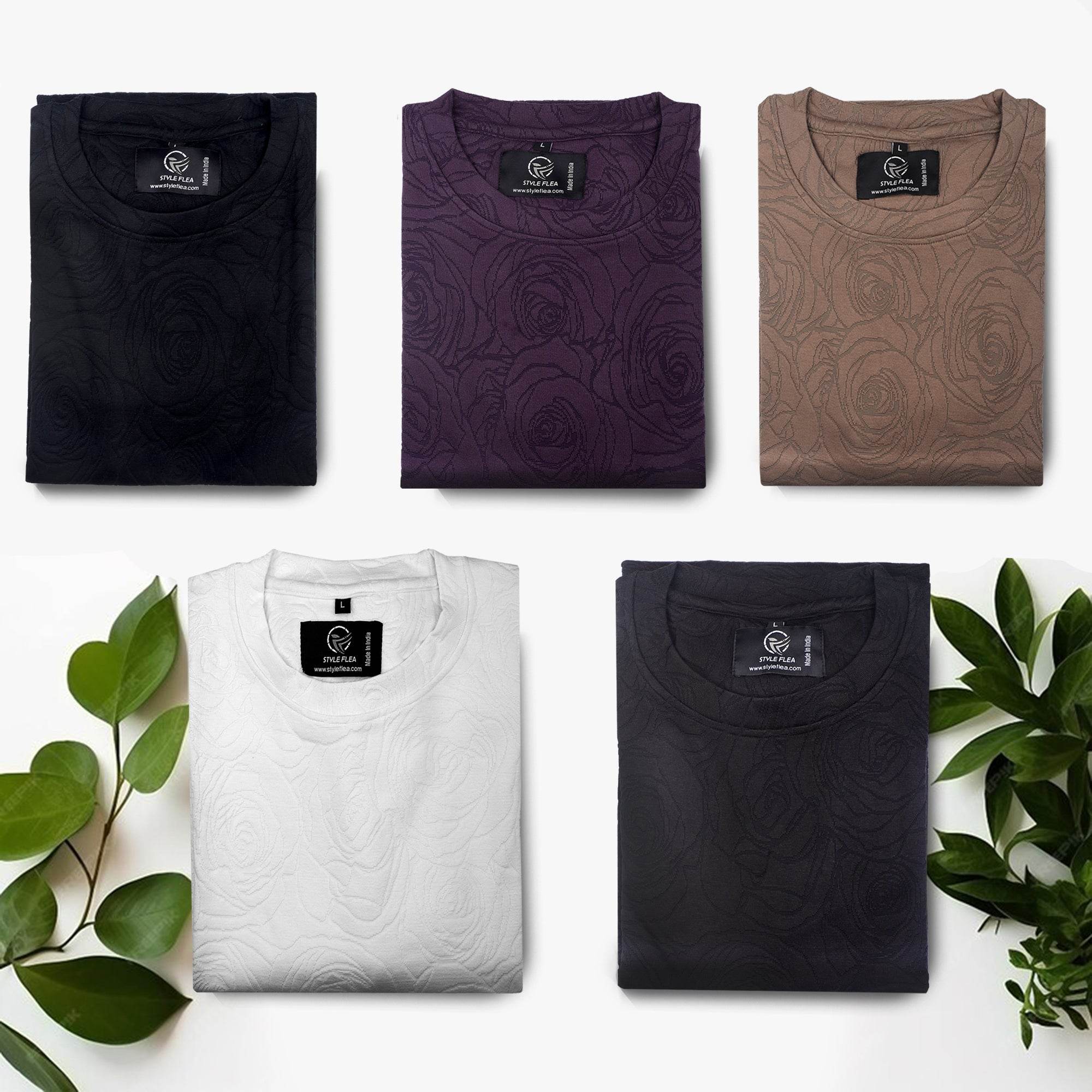 Rose Midnight Embossed Drop Shoulder T-shirt - styleflea